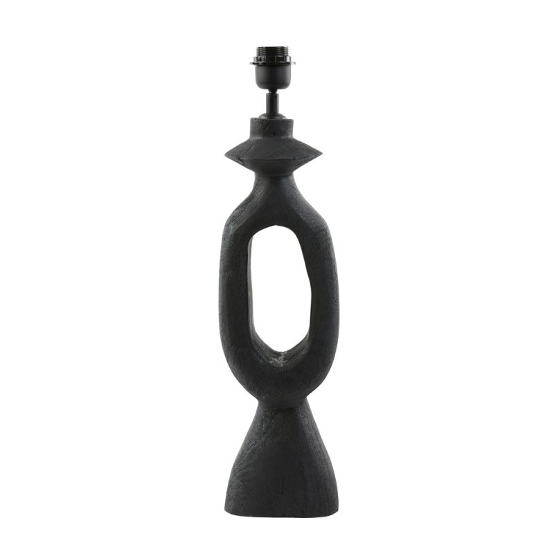 LAMP WOOD MATT BLACK DJ WITH BLACK SHADE - TABLE LAMPS